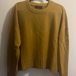 Super soft, cashmere/wool blend, mustard yellow crewneck